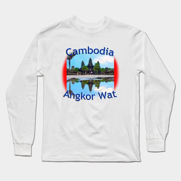 Angkor Wat, Cambodia reflections Long Sleeve T-Shirt by TouristMerch